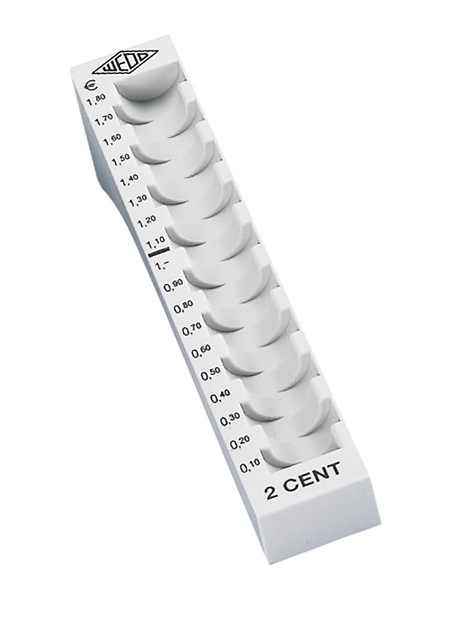 WEDO Geldzählrille EURO 0,02, Münzrille lgrau 90 Münzen