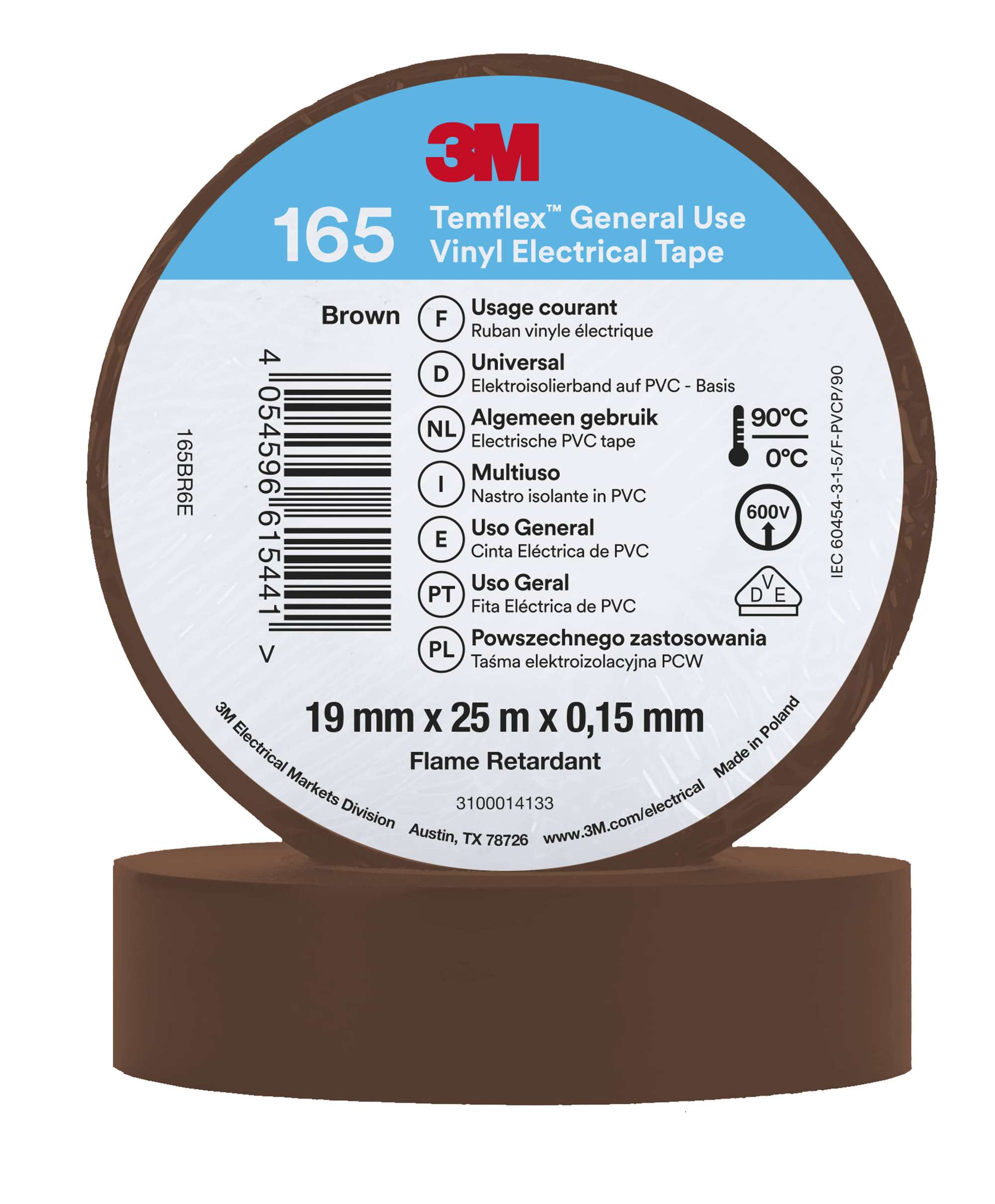 3M Temflex 165 Vinyl Elektro-Isolierband