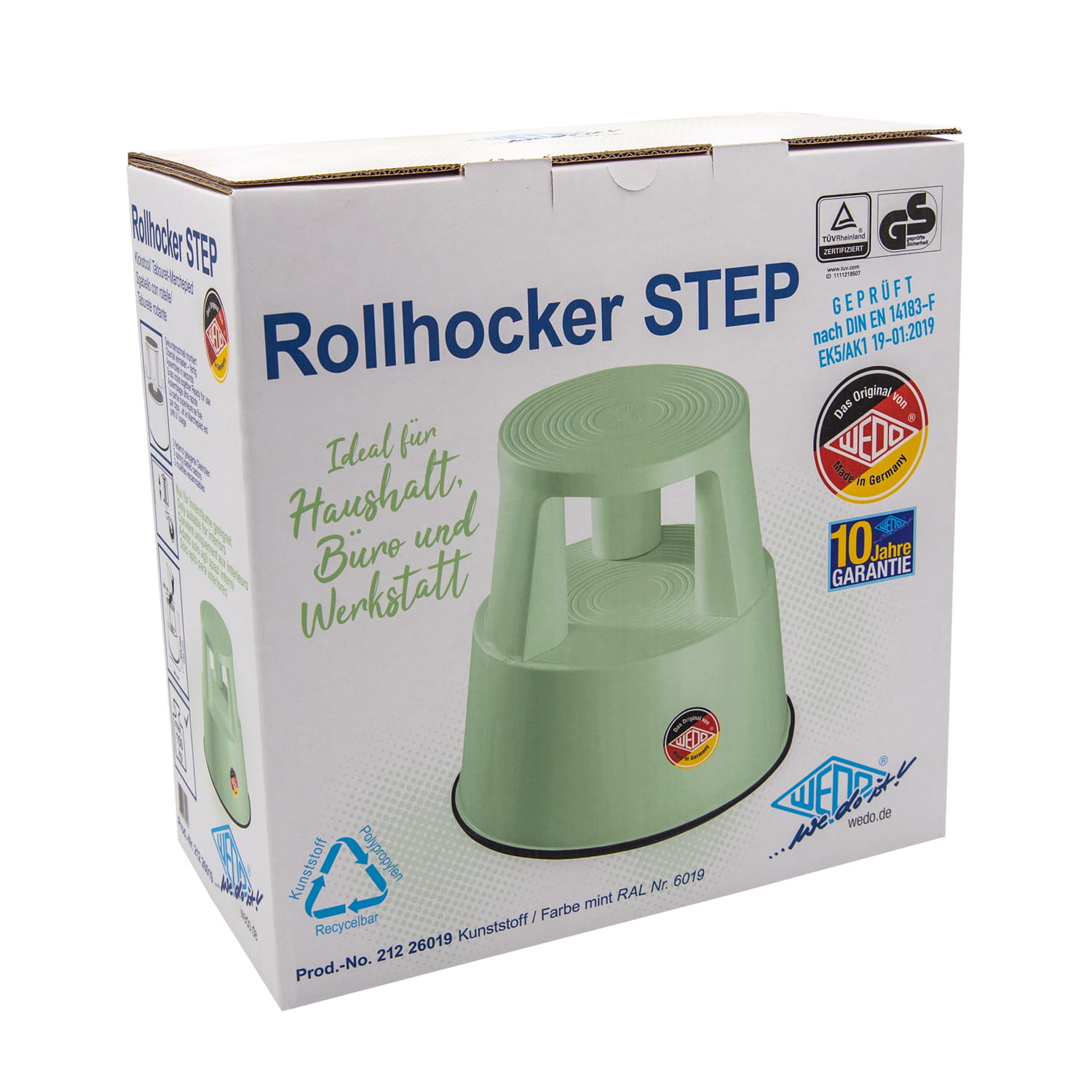 WEDO Rollhocker STEP weißgrün, Kunststoff