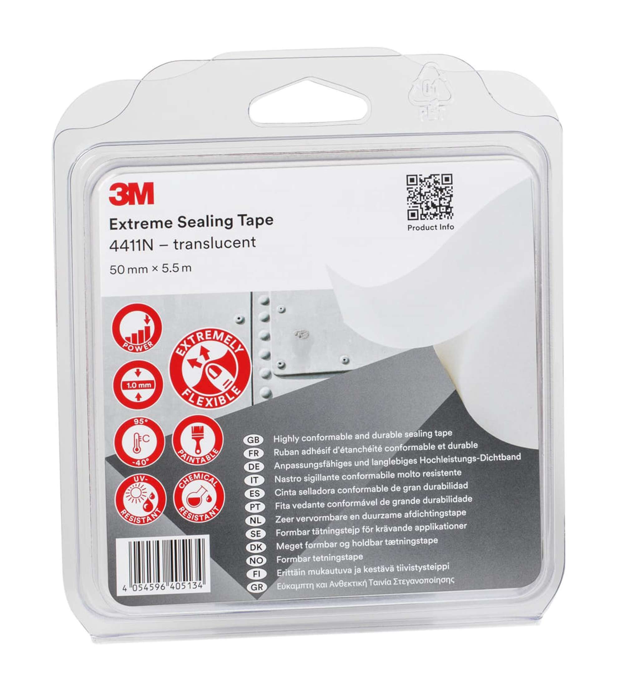 3M Hochleistungs Dichtband 4411N, 5,5 m x 50 mm, transzluzent