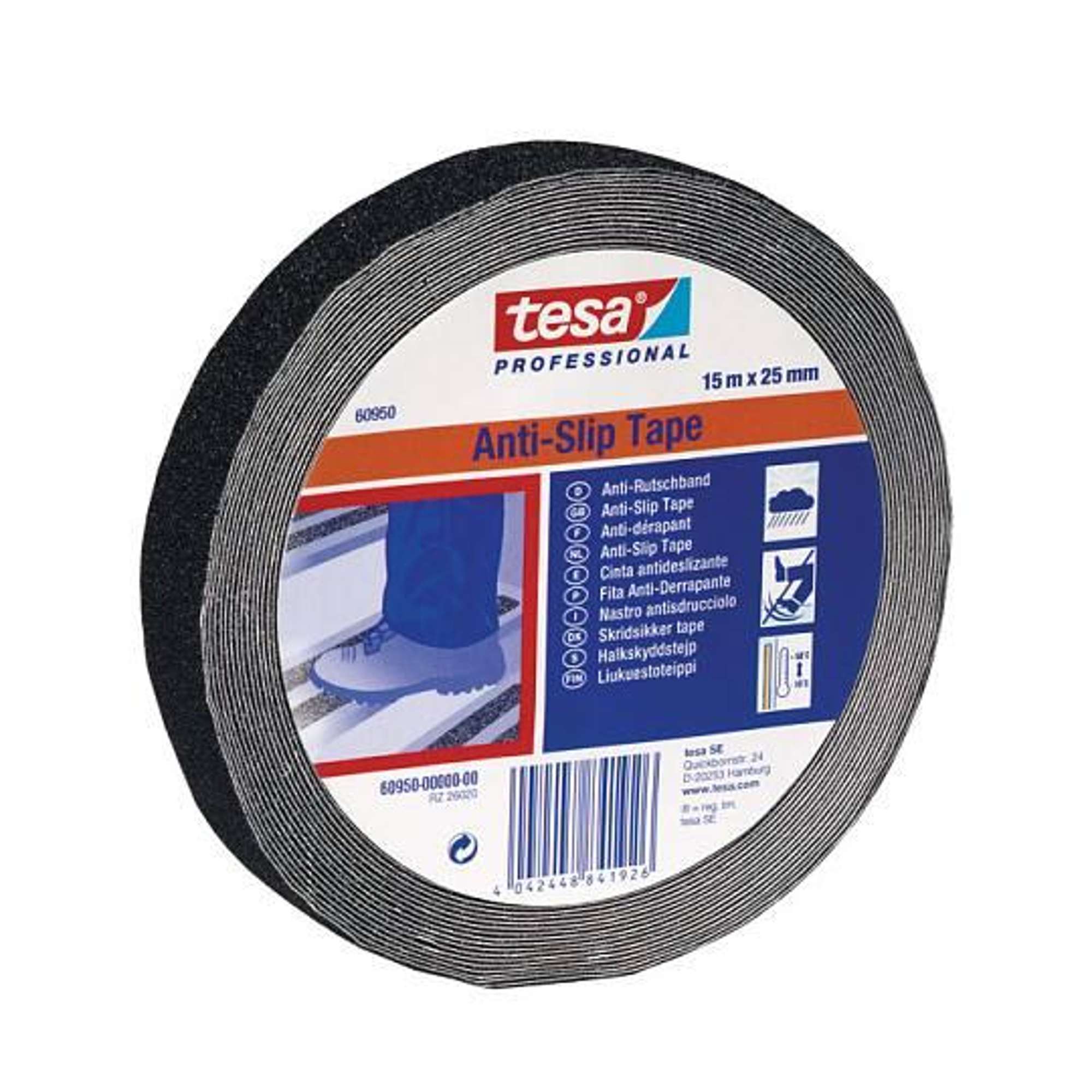 tesa Anti-Rutschband, 15 m x 25 mm, schwarz