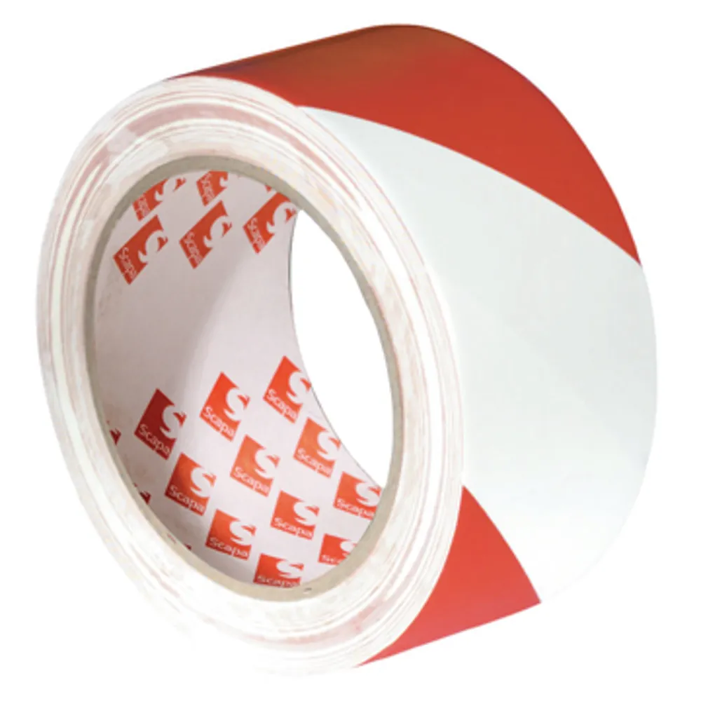 Scapa 2724 PVC‐Band zur Warnung vor Gefahren, 50 mm x 33 m, rot-weiss