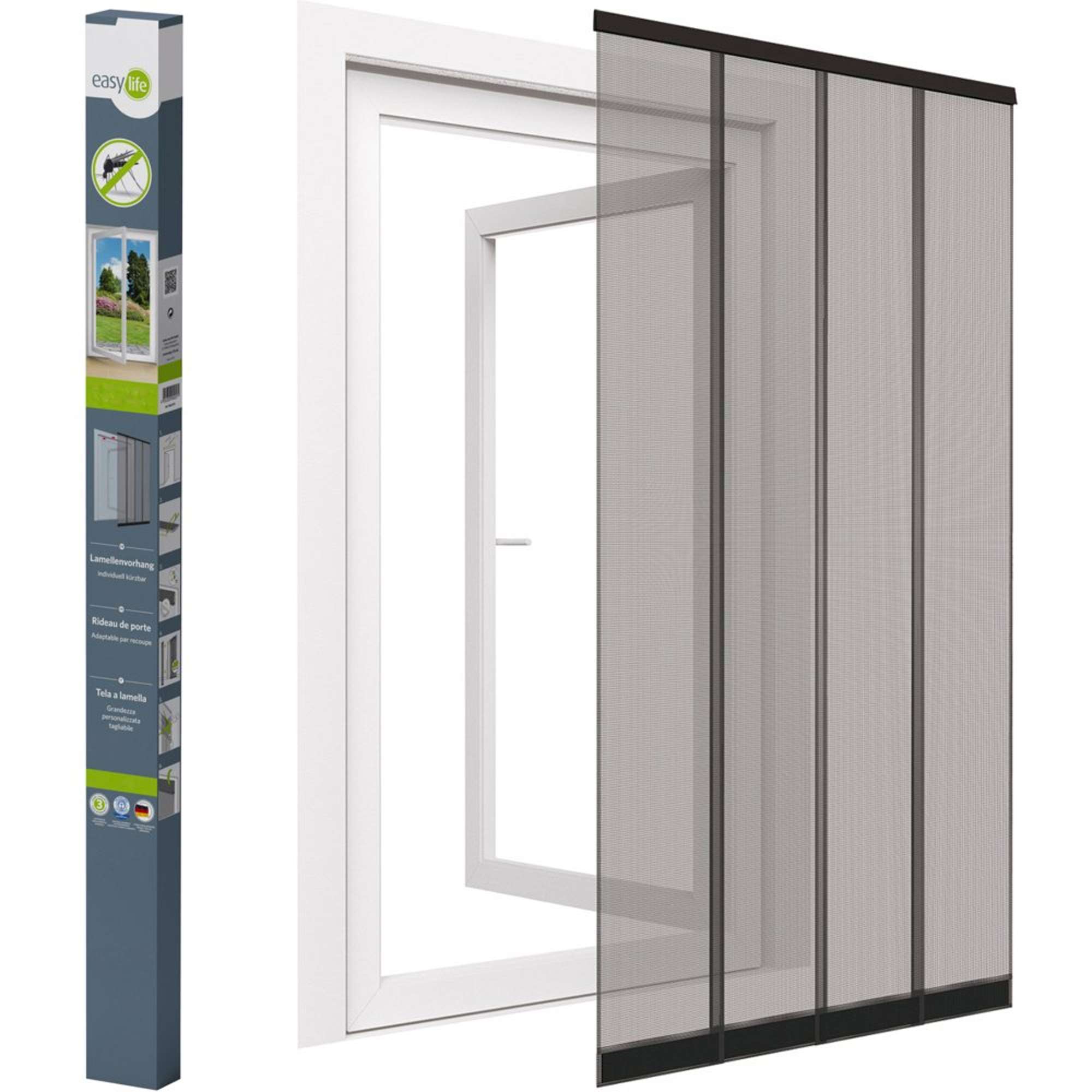 IS-PVC-Lamellenvorhang Fiberglas 100 x 220 cm anthrazit, Klemmleiste 1-tlg.