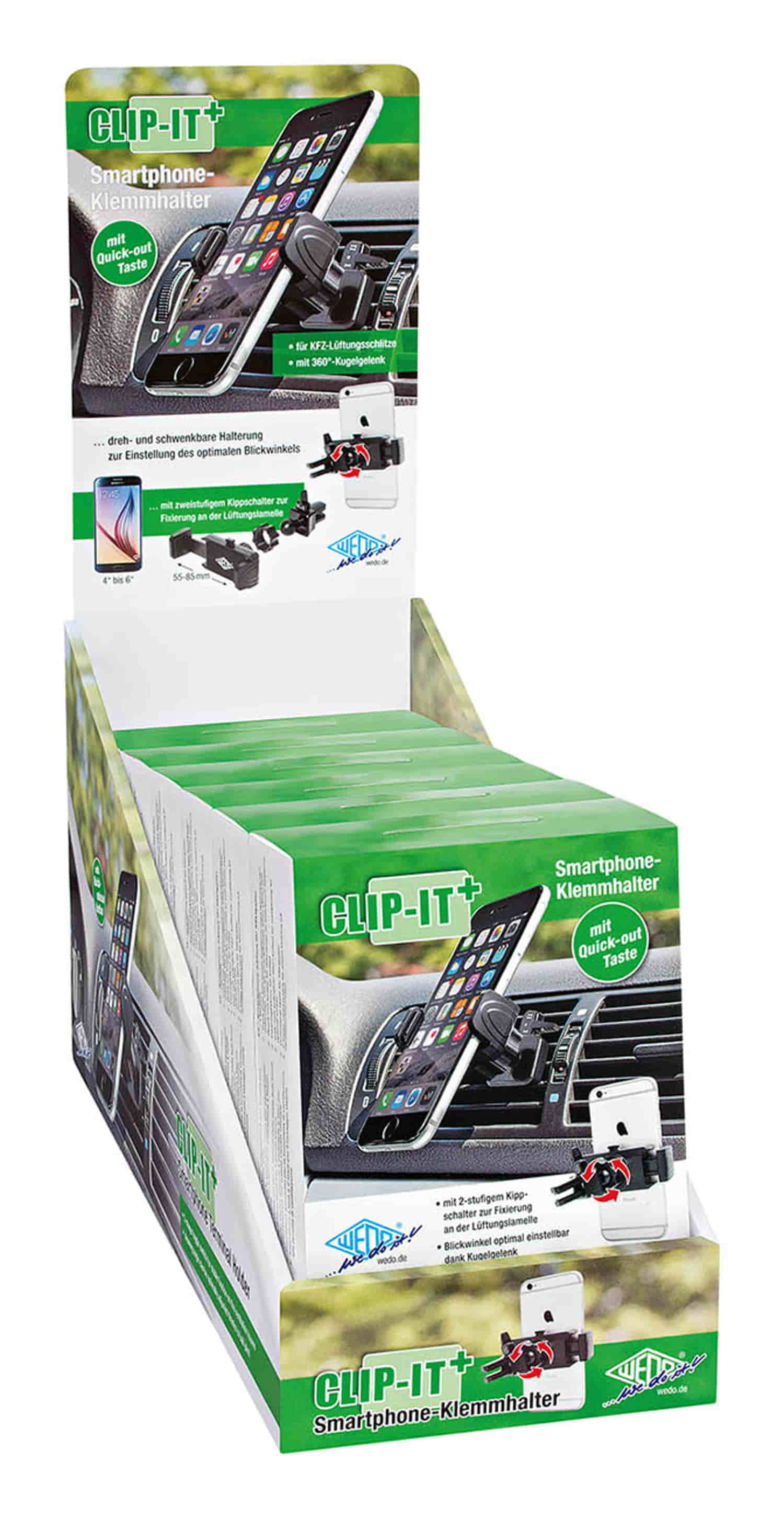 WEDO Smartphone Halter Clip-it+ sw, für KFZ mit Klemmhalter - P