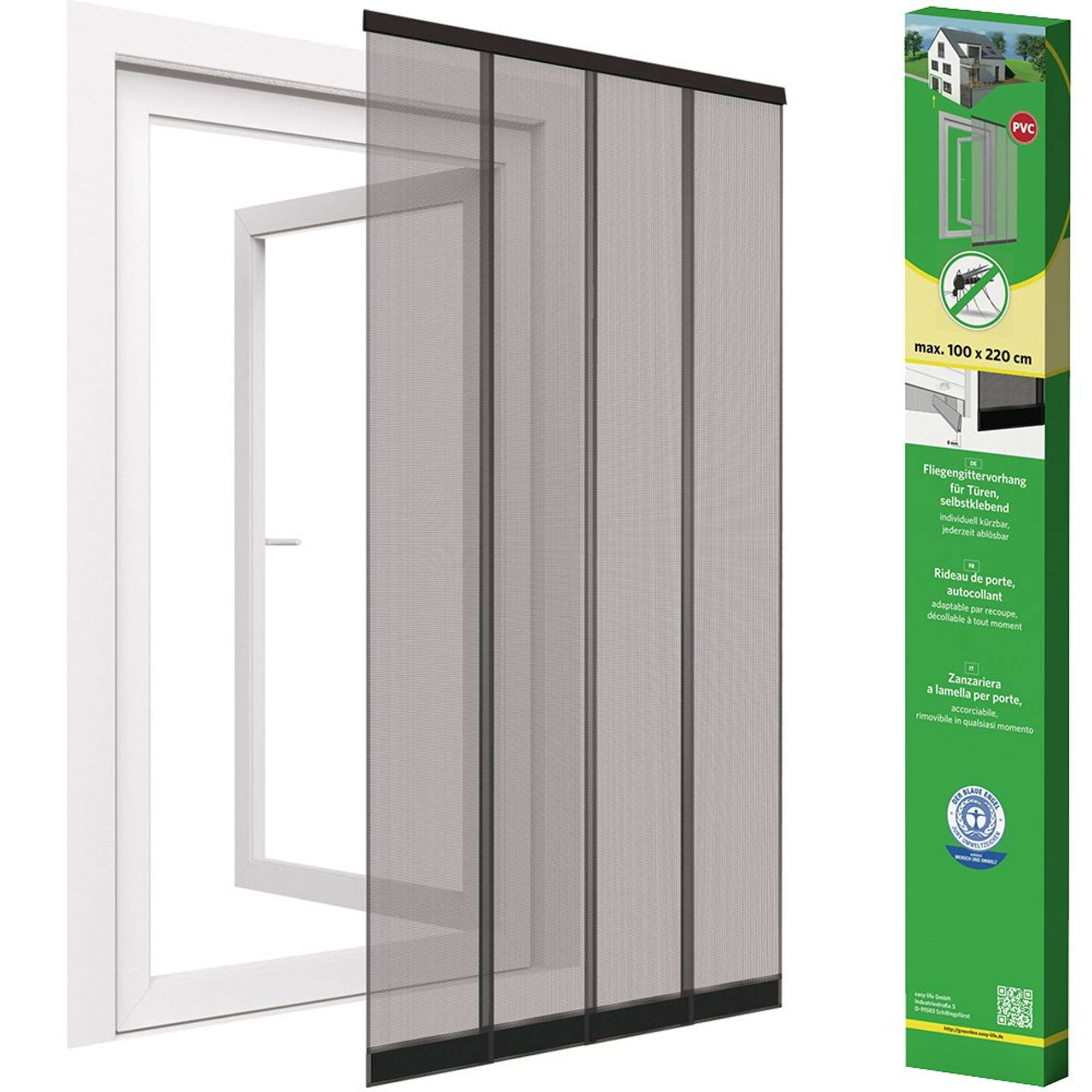 IS-A-PVC-Lamellenvorhang Polyester 100 x 220 cm anthrazit, Klemmleiste 2-tlg.