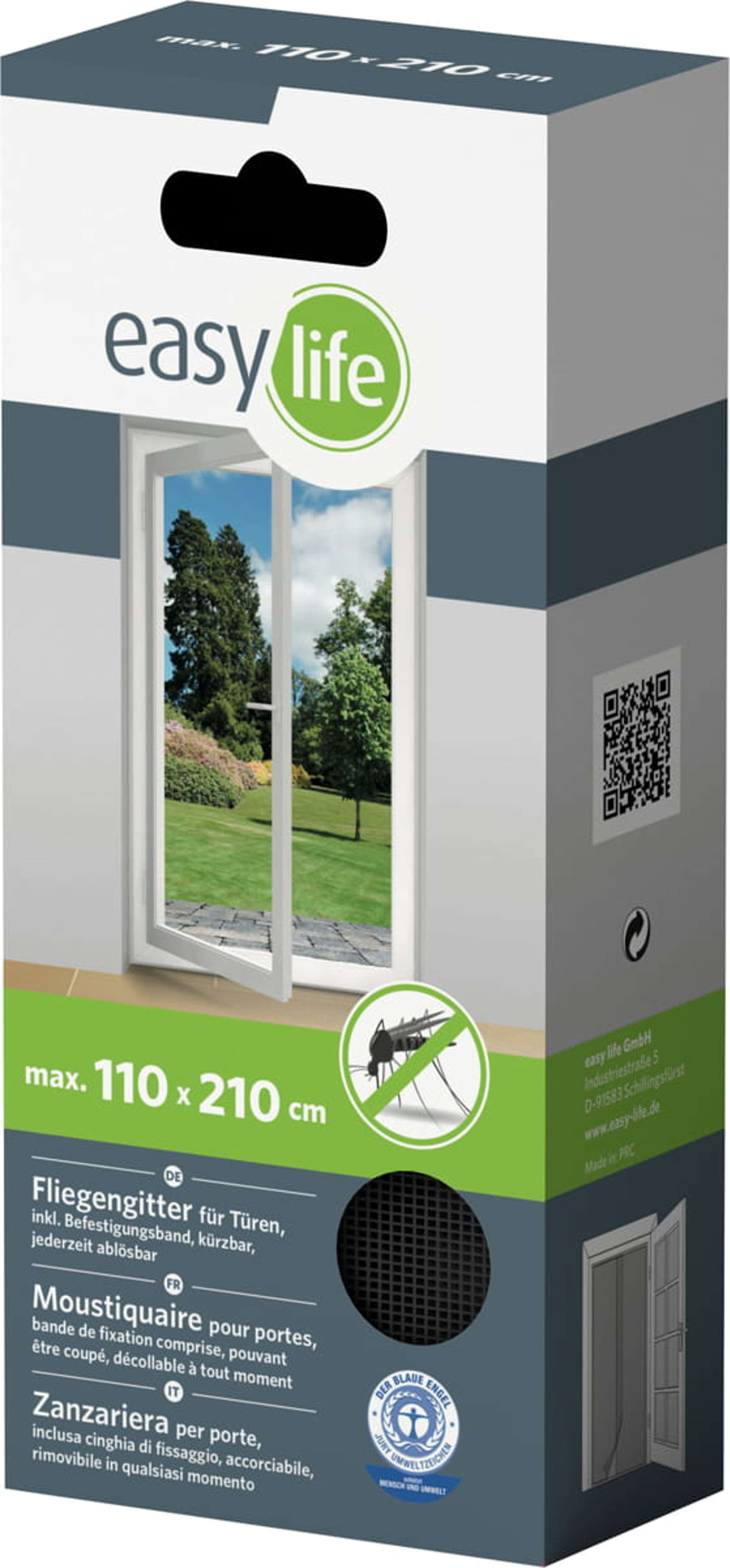 IS-Gitter-Tuer 110 x 210 cm anthrazit mit Klettband