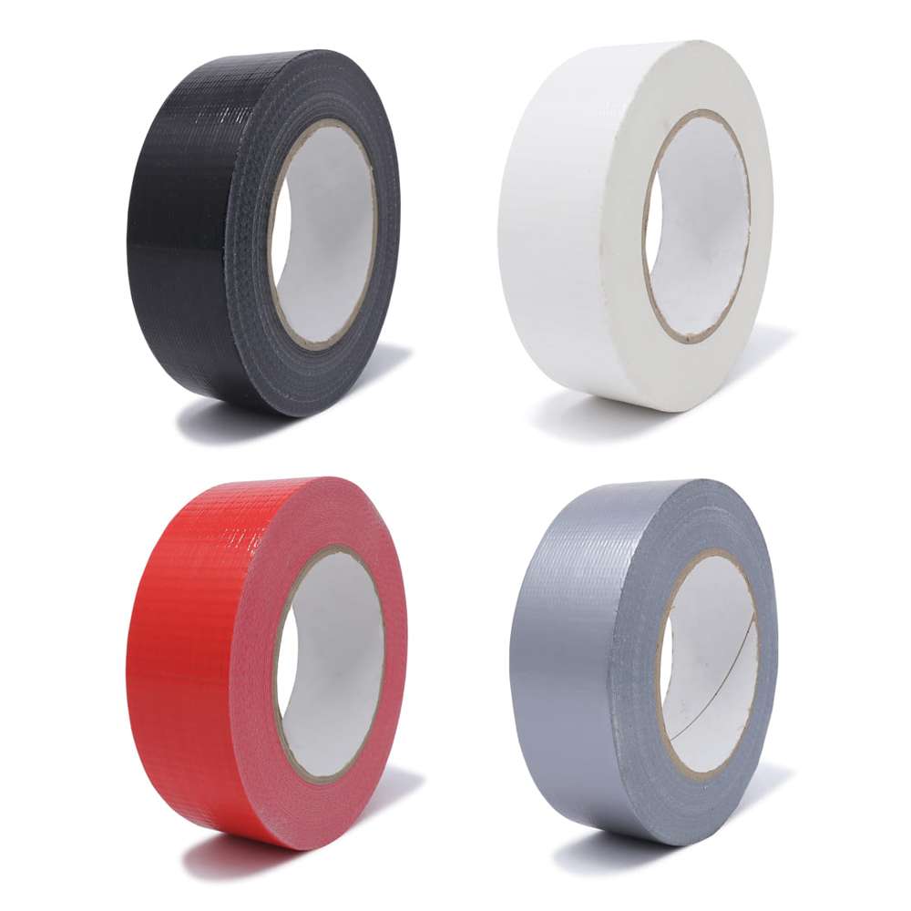 4 Rollen Gewebeband, 50 m x 38 mm, rot, weiss, grau, schwarz