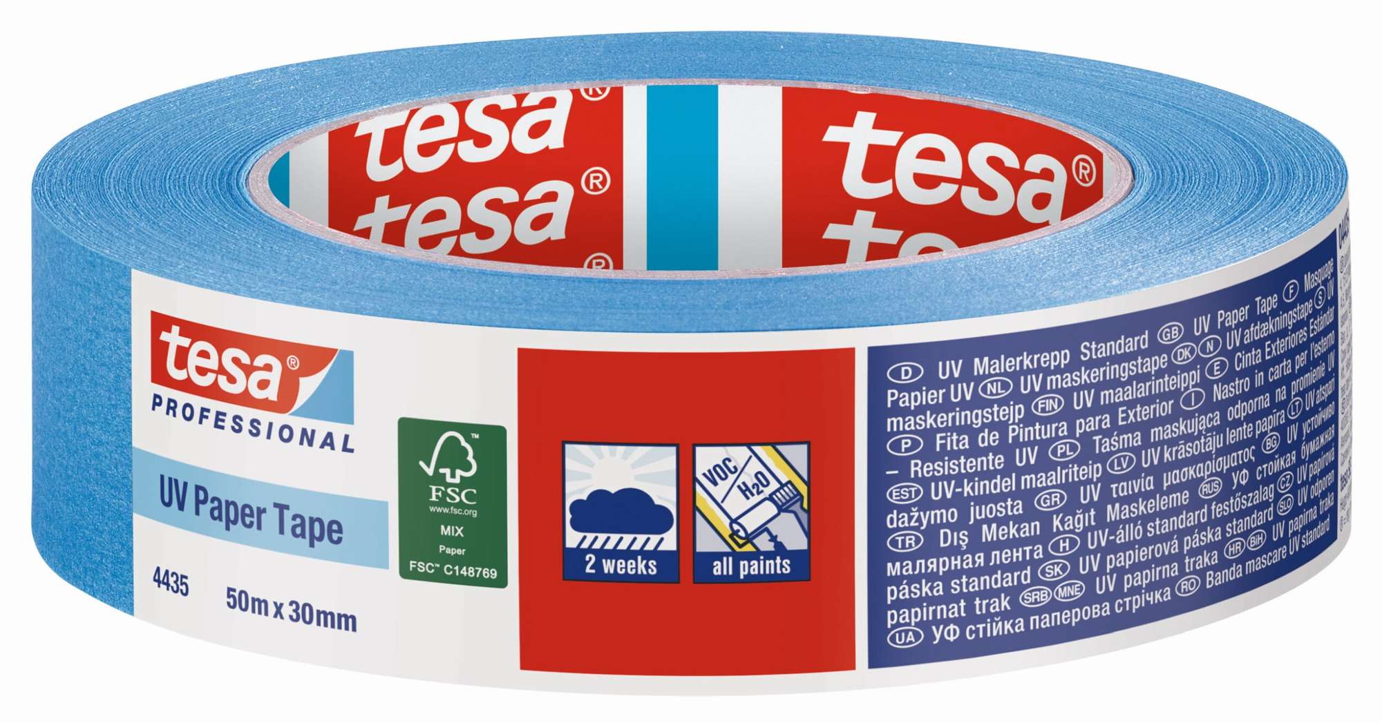 tesa 4435 UV Malerkrepp fuer Aussenanwendung, 50 m x 19 mm, blau