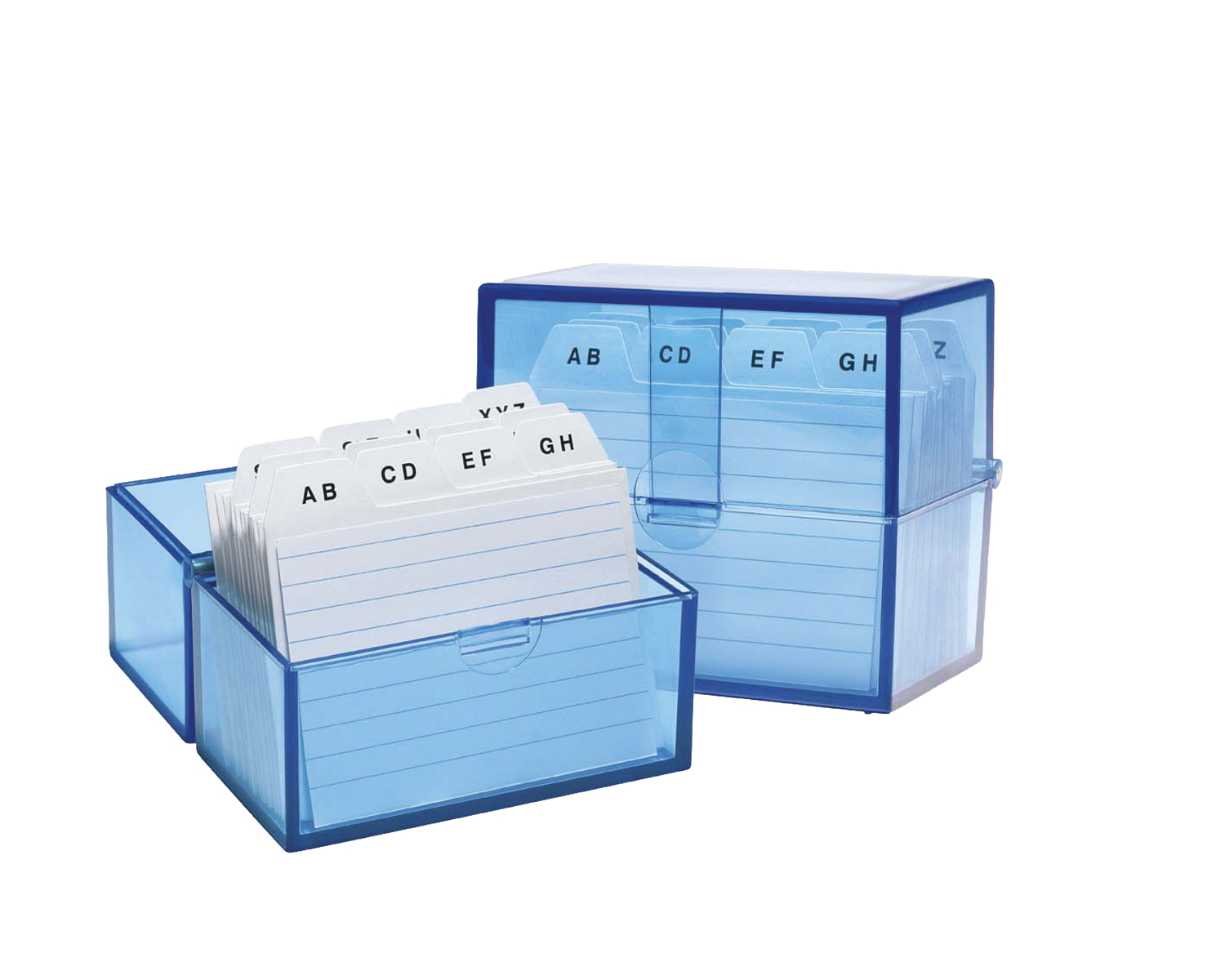 WEDO Karteibox A8/150 gefüllt tr.bl, incl. Karten und Register