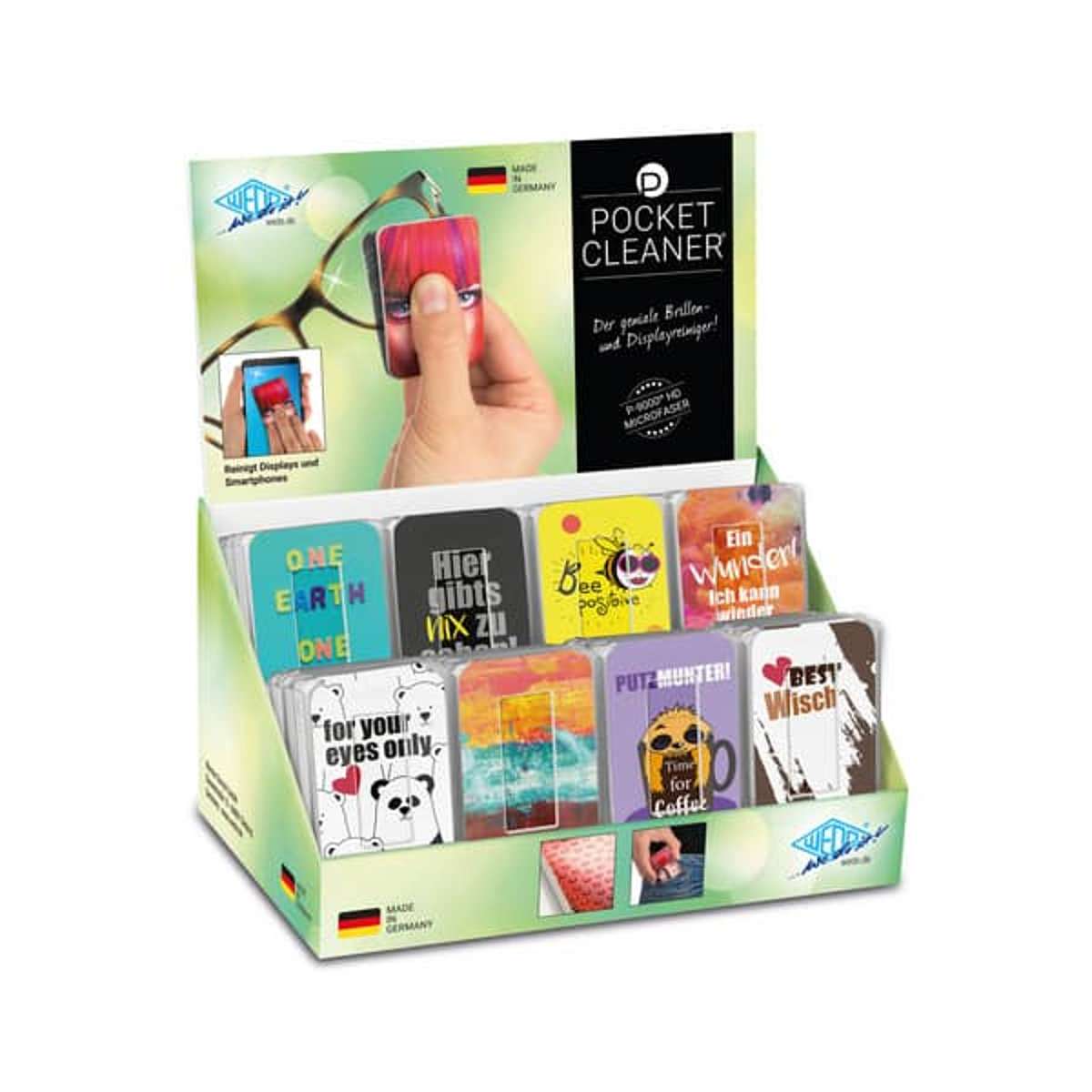 WEDO Pocket Cleaner 8 Motive f.sort, für Brille, Smartphone, Tablet