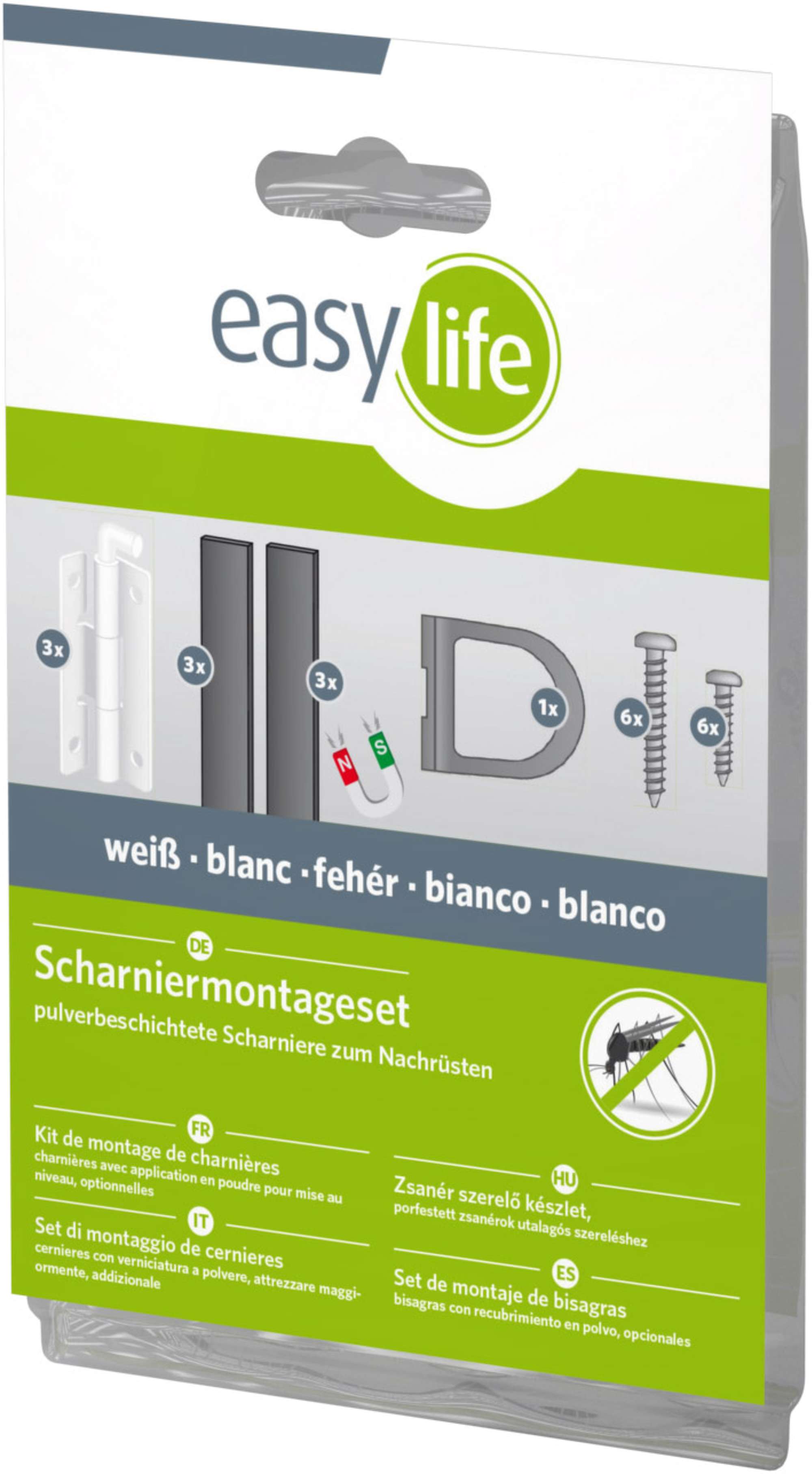easylife IS-Scharnier-Montageset fuer Alurahmen, weiss