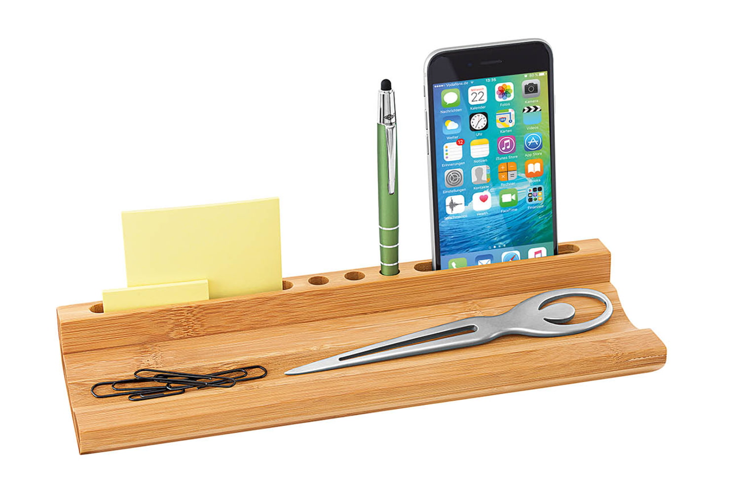 WEDO Stifteschale Bambus br, Butler mit Handyhalter