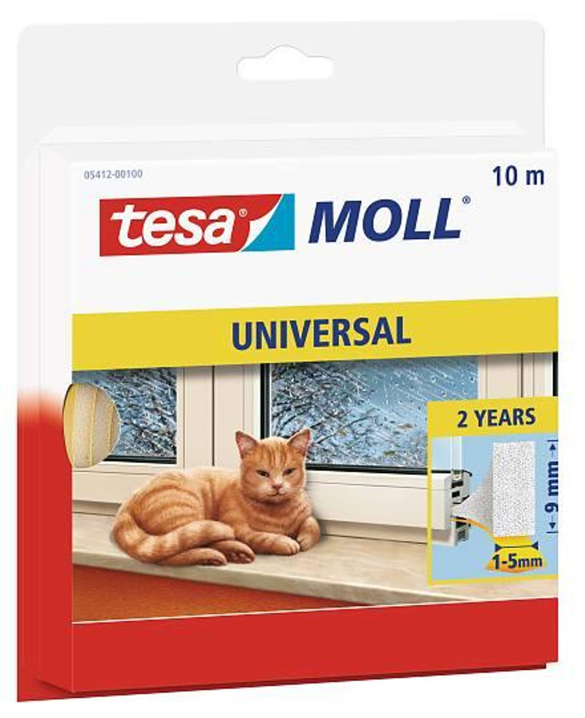 tesamoll UNIVERSAL Schaumstoff 05412, 10 m x 9 mm x 6 mm, Weiss