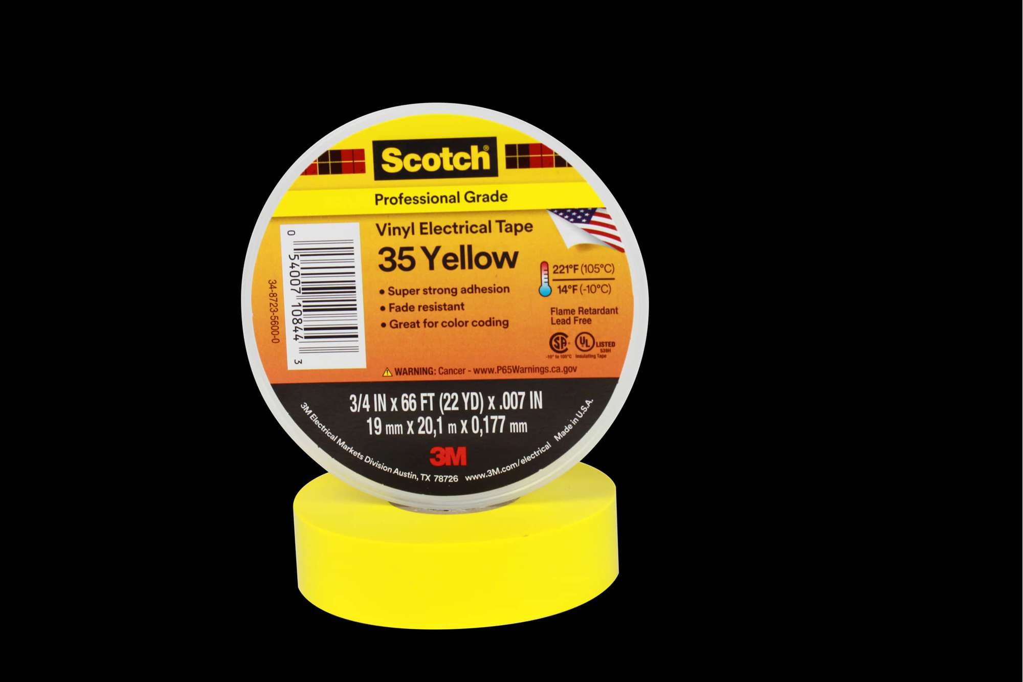 3M Scotch 35 Vinyl Elektro-Isolierband, 20 m x 19 mm, gelb