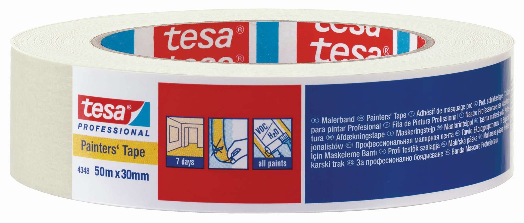 tesakrepp Malerband 4348 Standard, 50 m x 30 mm, naturweiss