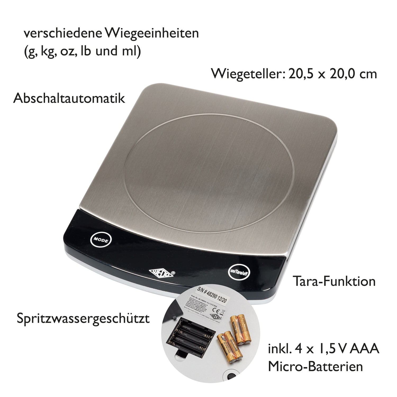 WEDO Waage Profi-Steel 10 kg, Teilung 1g/2g si