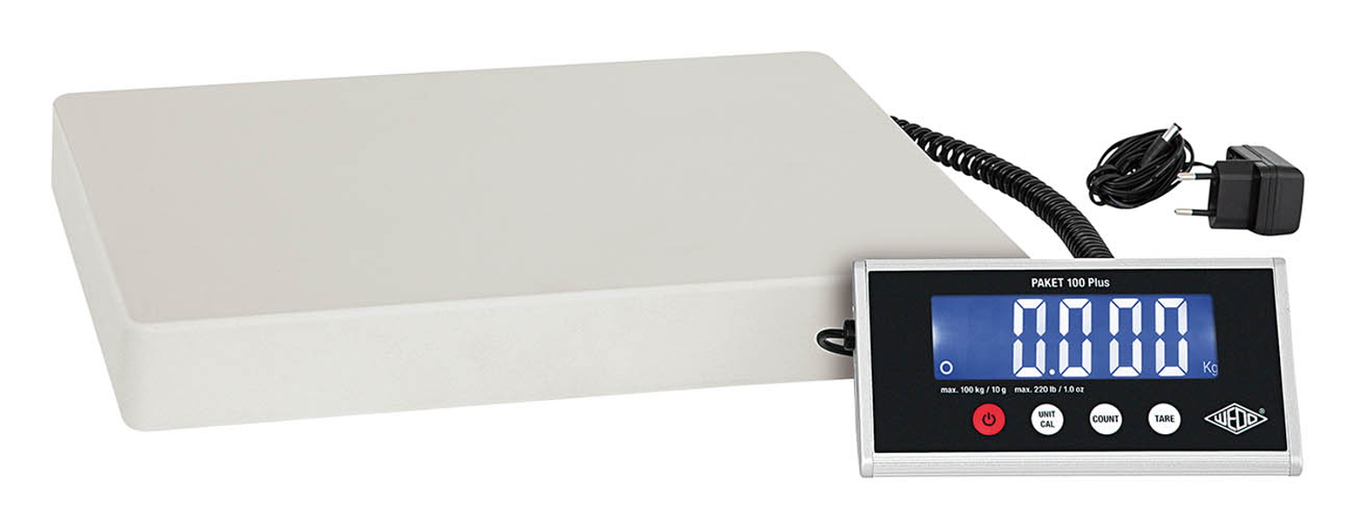 WEDO Waage Paket 100 Plus 100kg/10g, incl. Netzgerät, grau