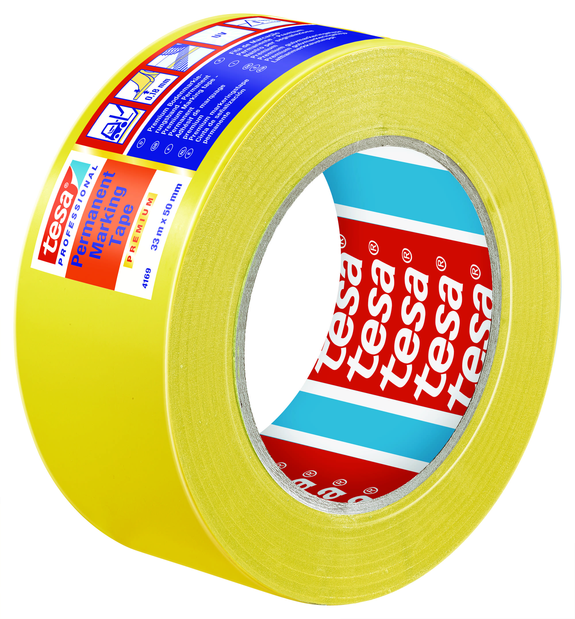tesa 4169 Bodenmarkierung, 33 m x 50 mm, gelb