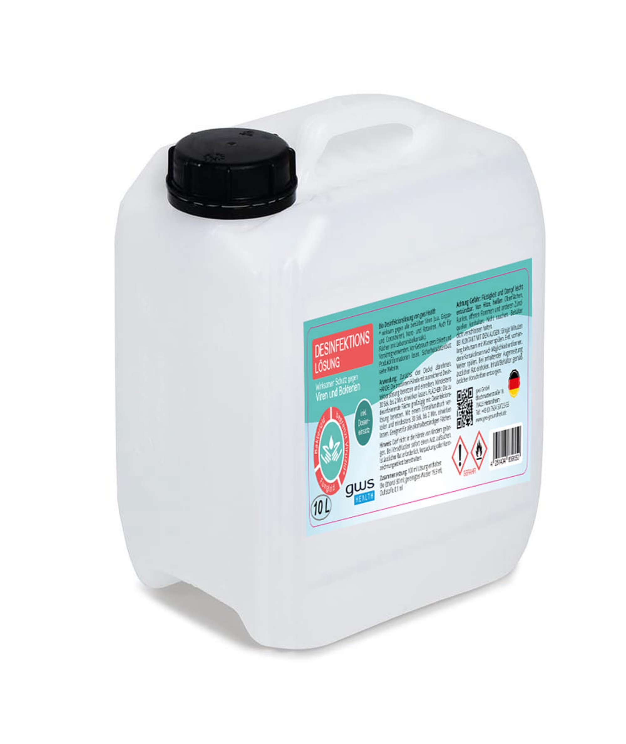 gws Desinfektionsloesung versch. Groessen, Haende - alkoholbestaendige Flaechen, 10 Liter Kanister