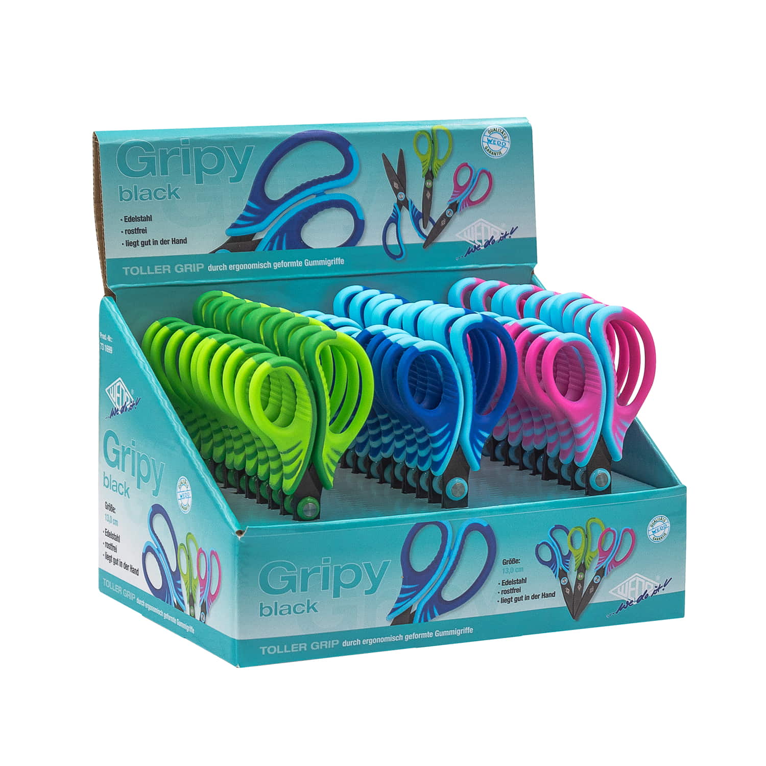 WEDO Schere Edelstahl Gripy 13cm, rund farbig sortiert