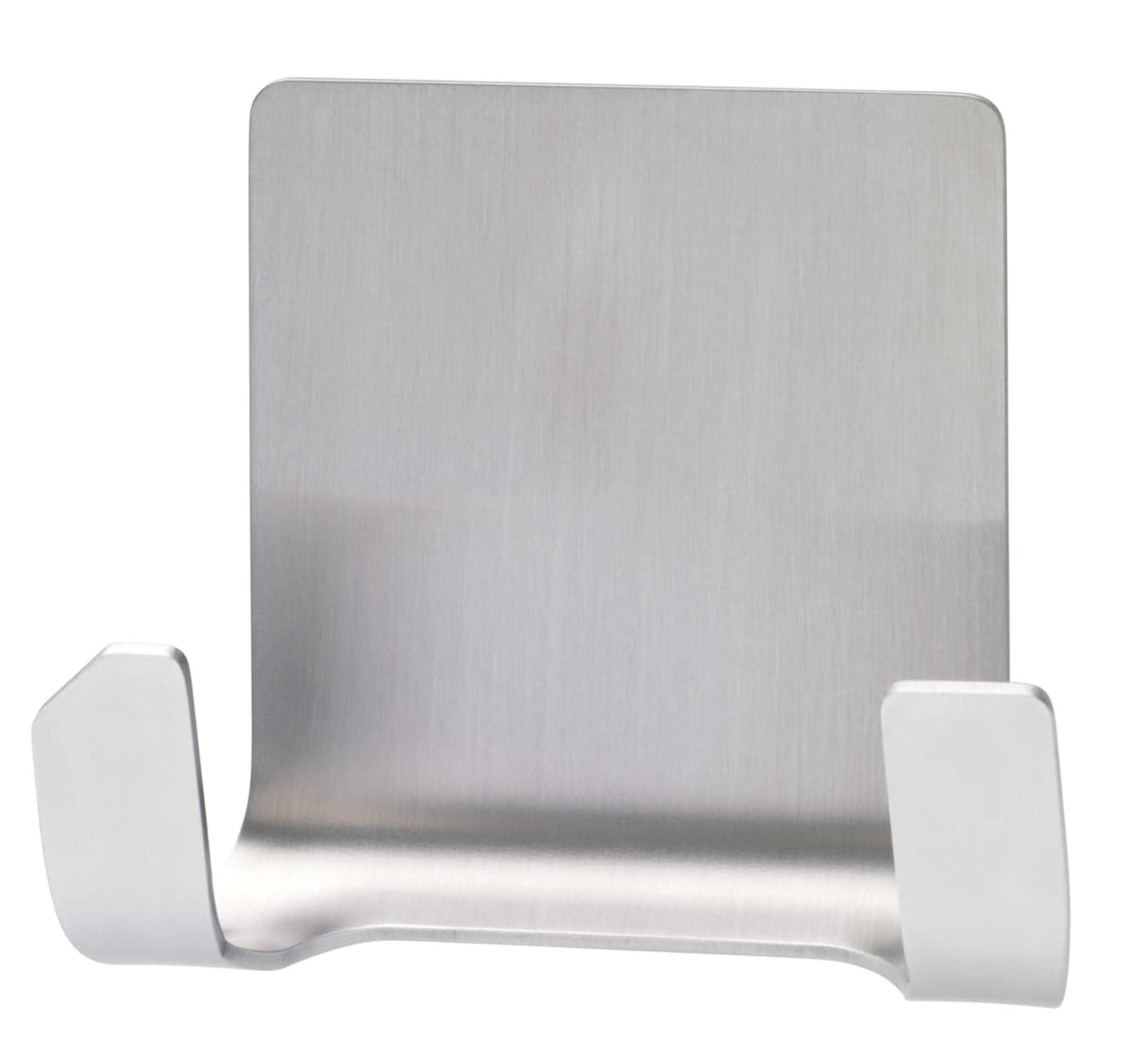 tesa Powerstrips Waterproof Duohaken 59710 Metall, 1 Haken (Edelstahl) + 2 Strips Waterproof Large