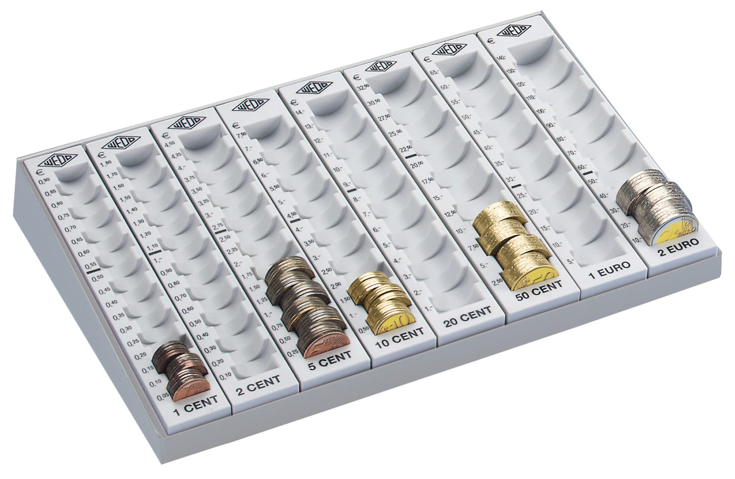 WEDO Geld Zählbrett lgrau, 283x187x45mm lose Rillen