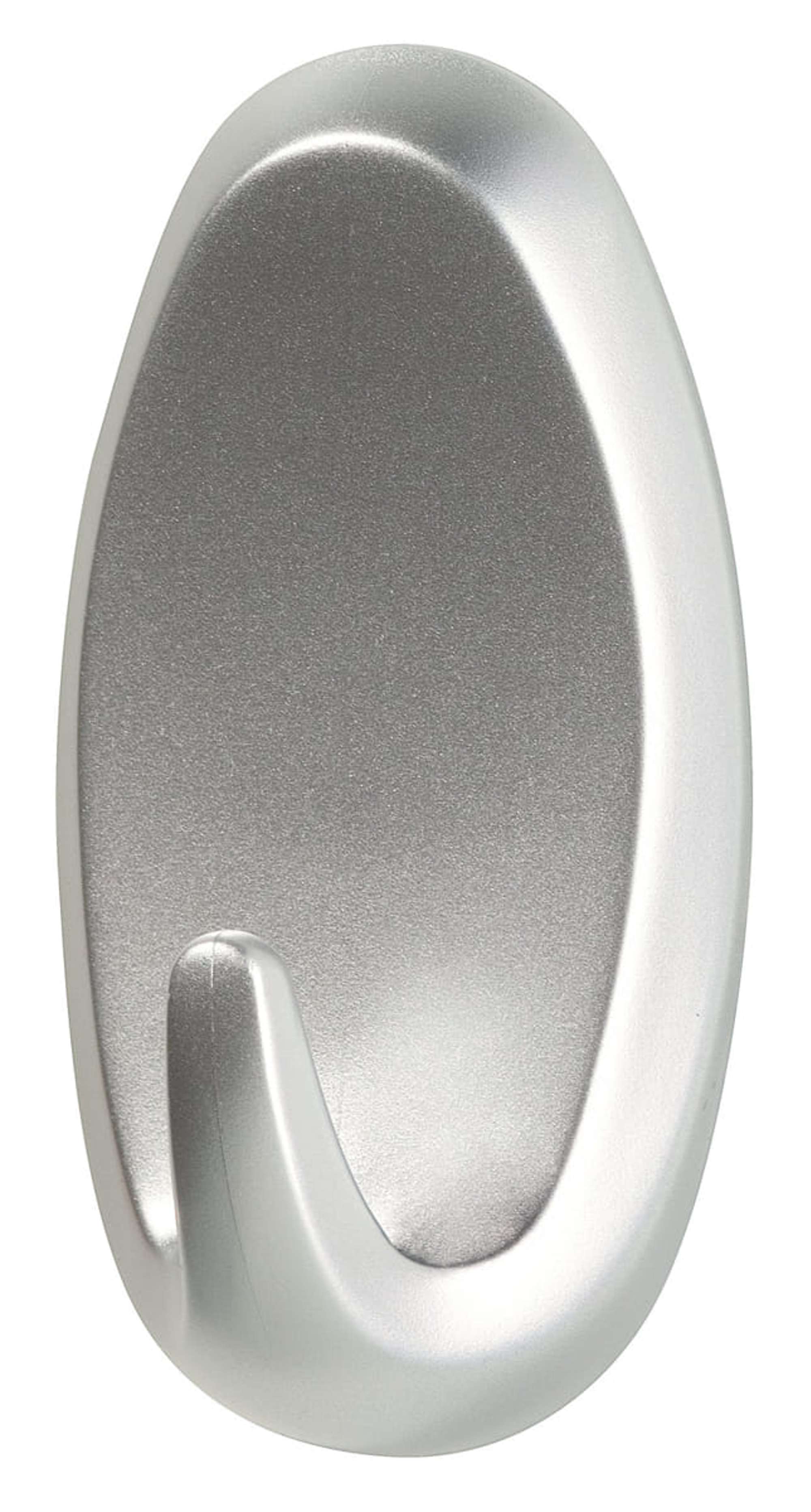 tesa Powerstrips Haken Large 58063, 2 x 2 kg, Oval, matt- chrom