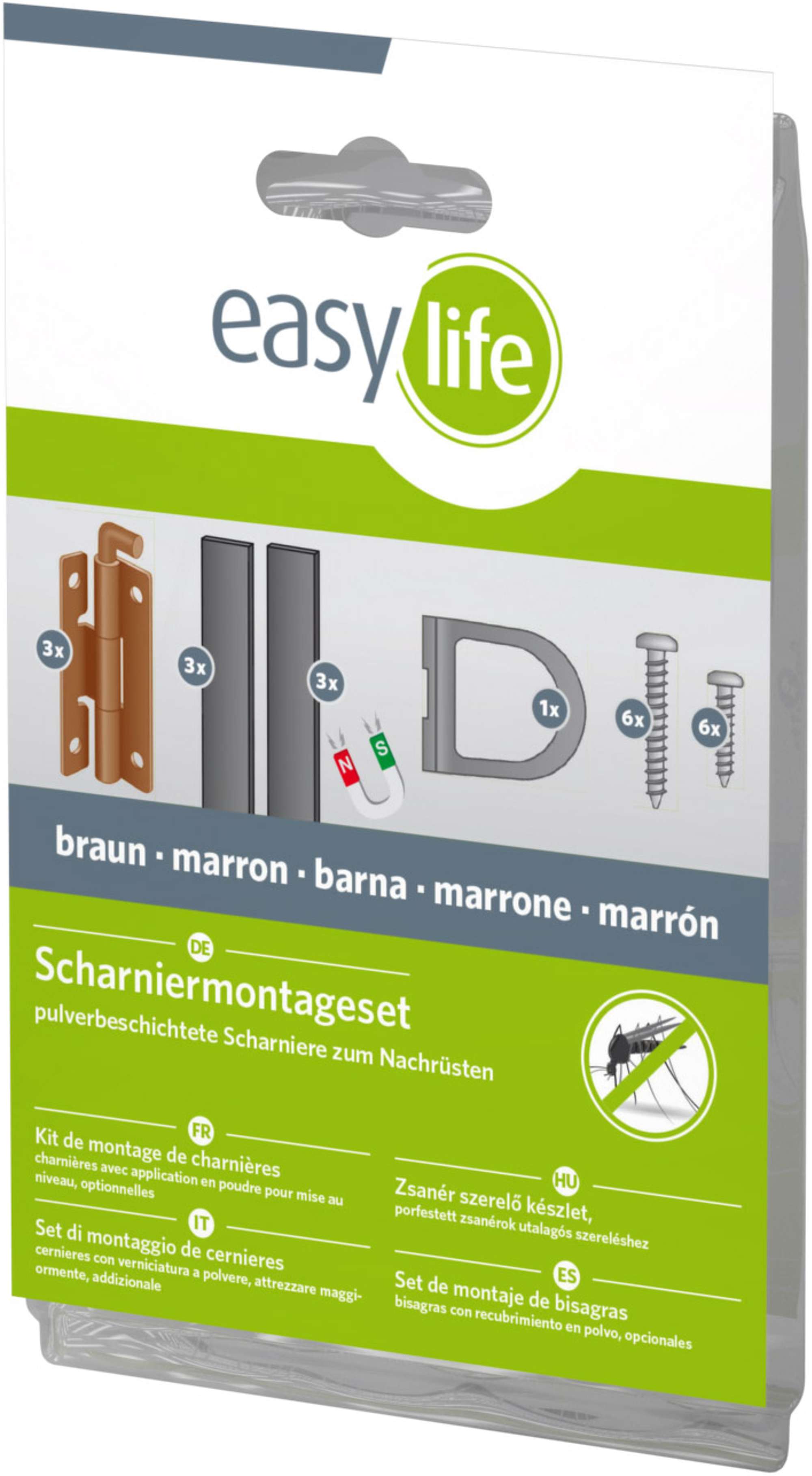 easylife IS-Scharnier-Montageset fuer Alurahmen, braun