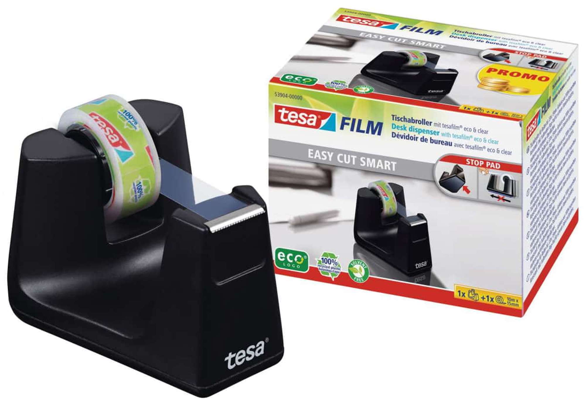 tesafilm  Tischabroller Smart ecoLogo + 1 Rolle tesafilm Eco - Clear, 1 Stueck Tischabroller smart eco-Logo
