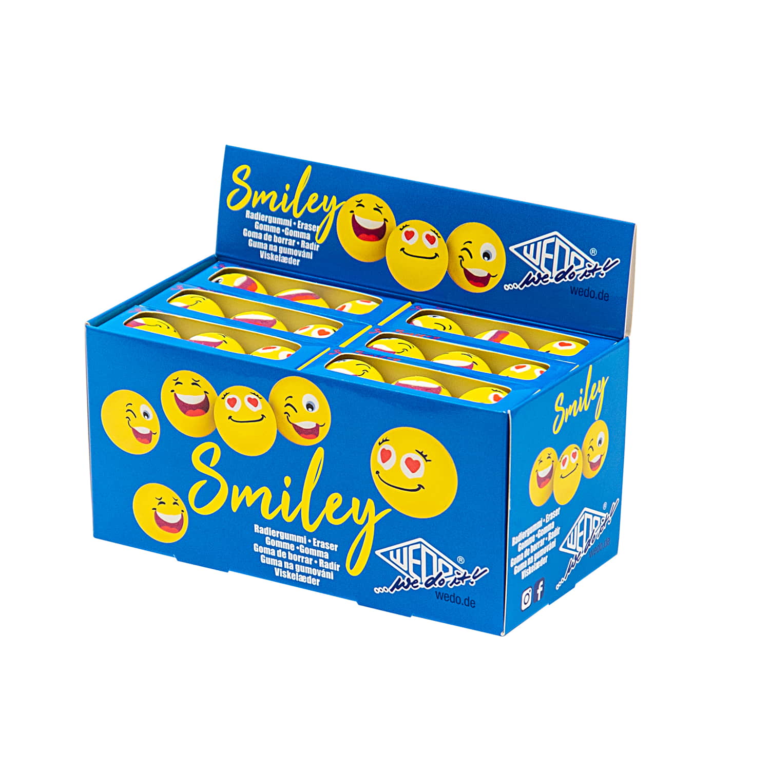 WEDO Radierer SMILEY gelb, 3 Motive in einer Box