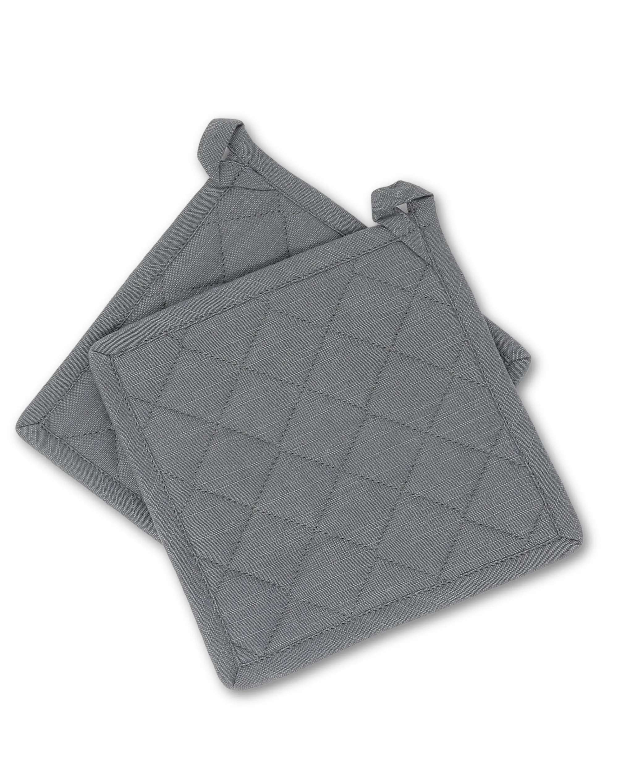 gws Hitzebestaendige Topflappen 1 Paar Anthrazit 20 x 20 cm 100 Prozent Baumwolle OEKO TEX Standard 100 rutschfest waschbar